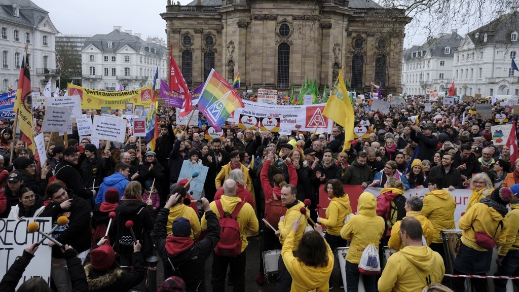 Foto: Demo gegen Rechts vor der Saarbrücker Ludwigskirche