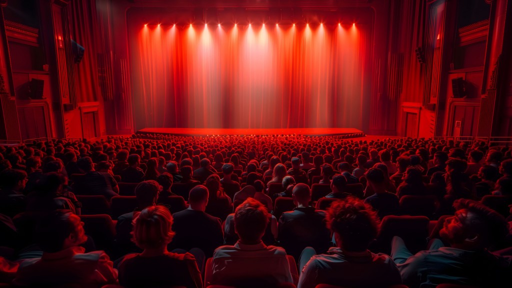 Menschen sitzen in einem Theater
